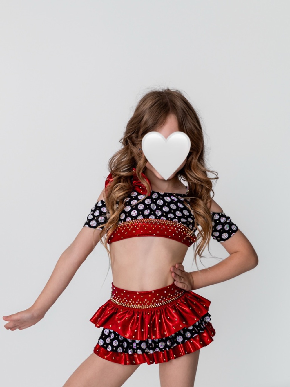 Red and Black polka dot custom jazz dance costume